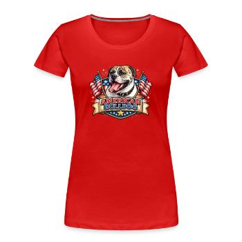 Amerikanischer Bulldog Flaggen-Emblem - Frauen Premium Bio T-Shirt - Rot - Vorne - Mia (176cm)