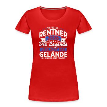 Retraités 2026 - La légende quitte le site - T-shirt bio Premium Femme - rouge - Devant - Mia (176cm)