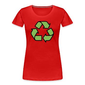 Plan du panneau de recyclage - T-shirt bio Premium Femme - rouge - Devant - Mia (176cm)