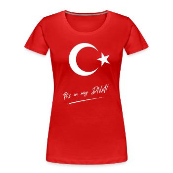 Türkei DNA – Stolz Türkische Flagge Design - Frauen Premium Bio T-Shirt - Rot - Vorne - Mia (176cm)