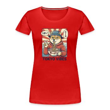 Shiba Slurp - Women's Premium Organic T-Shirt - red - Front - Mia (176cm)