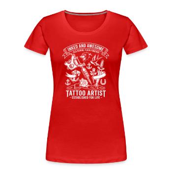 Old School Tattoo Künstler Motiv - Frauen Premium Bio T-Shirt - Rot - Vorne - Mia (176cm)