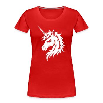 Unicorn head with serious expression - Women's Premium Organic T-Shirt - red - Front - Mia (176cm)