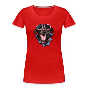 Chien avec des lunettes de soleil roses - T-shirt bio Premium Femme - rouge - Devant - Mia (176cm)