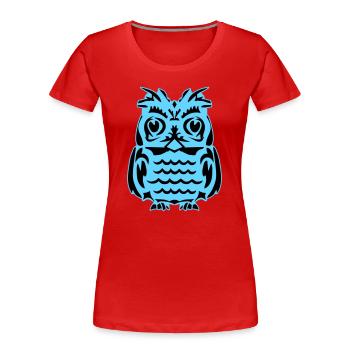 Light Blue Abstract Owl - Women's Premium Organic T-Shirt - red - Front - Mia (176cm)