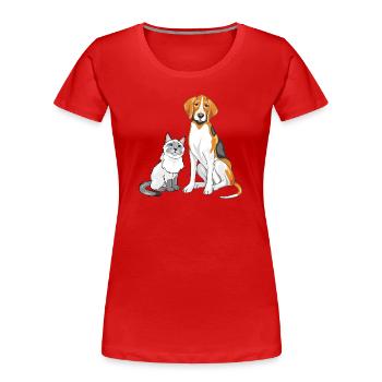 Siamese_cat_and_Foxhound_are_best_friends - Frauen Premium Bio T-Shirt - Rot - Vorne - Mia (176cm)