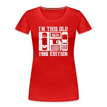 I'm This Old 1986 Edition Retro Design - Frauen Premium Bio T-Shirt - Rot - Vorne - Mia (176cm)