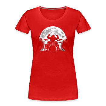 Bigfoot Trommler Mond - Frauen Premium Bio T-Shirt - Rot - Vorne - Mia (176cm)