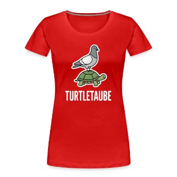 Turtle Dove, Funny Pun, Pigeon, Turtle - Women's Premium Organic T-Shirt - red - Front - Mia (176cm)