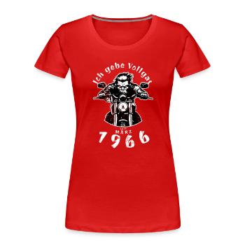 60. Geburtstag Ich gebe Vollgas seit 03/1966 - Frauen Premium Bio T-Shirt - Rot - Vorne - Mia (176cm)