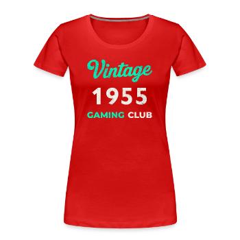 Vintage 1955 – Gaming Club Retro Birth Year - Women's Premium Organic T-Shirt - red - Front - Mia (176cm)