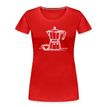 Bialetti Linienkunst Weiß - Frauen Premium Bio T-Shirt - Rot - Vorne - Mia (176cm)
