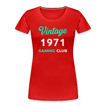 Vintage 1971 – Gaming Club Retro Birth Year - Women's Premium Organic T-Shirt - red - Front - Mia (176cm)