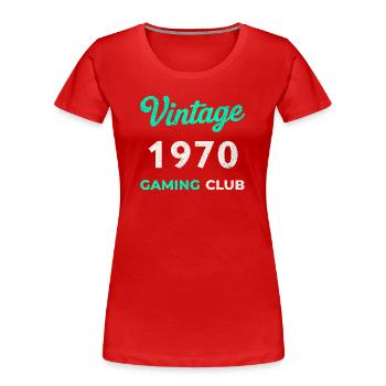 Vintage 1970 – Gaming Club Retro Birth Year - Women's Premium Organic T-Shirt - red - Front - Mia (176cm)