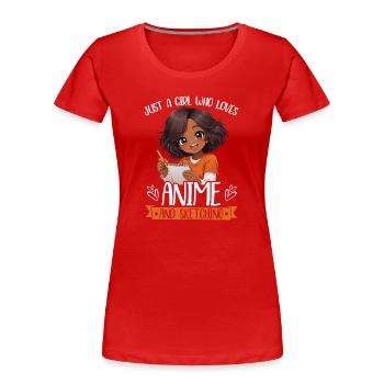 Nur Ein Mädchen, Das Anime Liebt Und Afro Zeichnet - Frauen Premium Bio T-Shirt - Rot - Vorne - Mia (176cm)