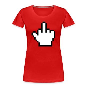 Maushand Mittelfinger Mauszeiger - Frauen Premium Bio T-Shirt - Rot - Vorne - Mia (176cm)