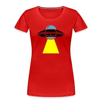Vaisseau spatial extraterrestre OVNI Light - T-shirt bio Premium Femme - rouge - Devant - Mia (176cm)