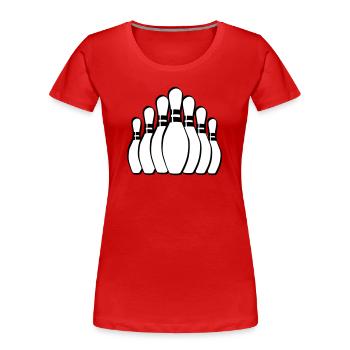Kegeln Bowling Pins Kegel - Frauen Premium Bio T-Shirt - Rot - Vorne - Mia (176cm)