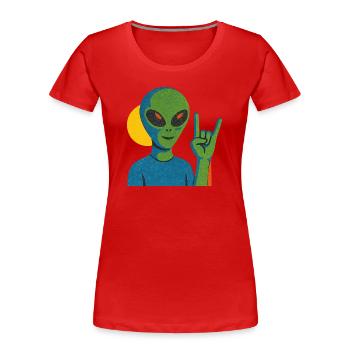 Neon Alien Rock Sign - Women's Premium Organic T-Shirt - red - Front - Mia (176cm)