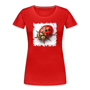 Chemise rouge à motif coccinelle - T-shirt bio Premium Femme - rouge - Devant - Mia (176cm)