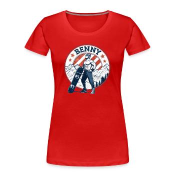 Benny, look vintage - T-shirt bio Premium Femme - rouge - Devant - Mia (176cm)