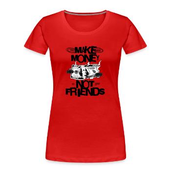 Dollar in Flames Pop Art - Women's Premium Organic T-Shirt - red - Front - Mia (176cm)