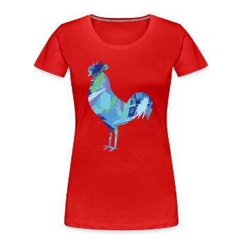 Fans de poulet - Coq - Coq - Poulet fleur - Bio - T-shirt bio Premium Femme - rouge - Devant - Mia (176cm)