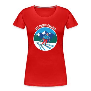 Ski Trails Calling - Langlaufsport - Frauen Premium Bio T-Shirt - Rot - Vorne - Mia (176cm)