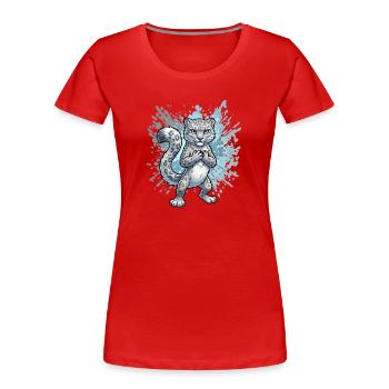 Snow Leopard Hatchling Splash - Women's Premium Organic T-Shirt - red - Front - Mia (176cm)