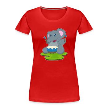 Elephant Musician Drum Music - Women's Premium Organic T-Shirt - red - Front - Mia (176cm)