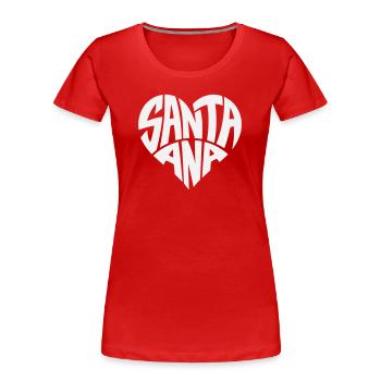 Santa Ana Herz Typo - Frauen Premium Bio T-Shirt - Rot - Vorne - Mia (176cm)