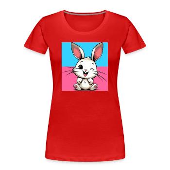 Kaninchen - Frauen Premium Bio T-Shirt - Rot - Vorne - Mia (176cm)