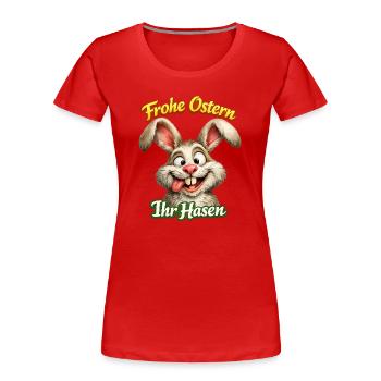 Hase Häschen Frühling Blumen Sommer Ostern Garten - Frauen Premium Bio T-Shirt - Rot - Vorne - Mia (176cm)