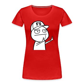FU Meme avec casquette de baseball (les couleurs peuvent être changées) - T-shirt bio Premium Femme - rouge - Devant - Mia (176cm)