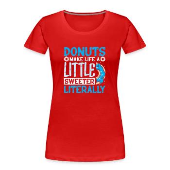 Donut fast food - Women's Premium Organic T-Shirt - red - Front - Mia (176cm)