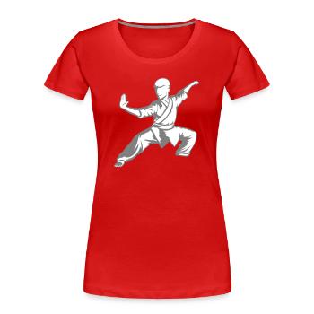 Kung Fu Kämpfer Kampfkunst Aktion Pose Angriff - Frauen Premium Bio T-Shirt - Rot - Vorne - Mia (176cm)