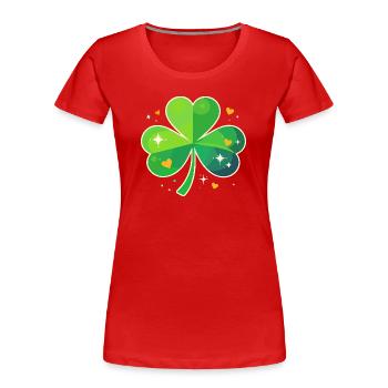St Patrick's Day Party Shamrock Lucky - Women's Premium Organic T-Shirt - red - Front - Mia (176cm)