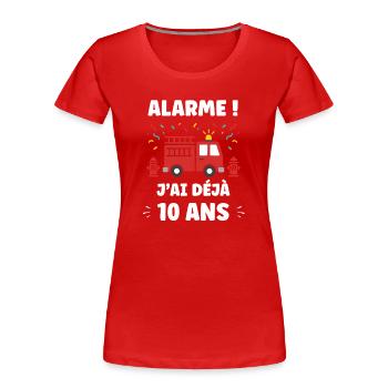 10 ans - T-shirt bio Premium Femme - rouge - Devant - Mia (176cm)