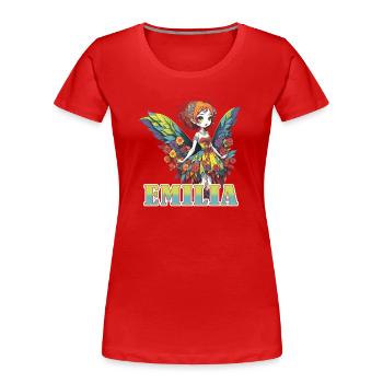 Emilia - Mädchenname - Fee  - Frauen Premium Bio T-Shirt - Rot - Vorne - Mia (176cm)