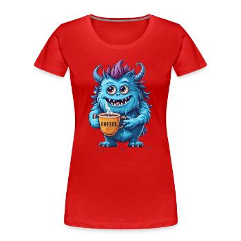 Coffee Monster - Caffeine Zombie - Morning Grouch - Women's Premium Organic T-Shirt - red - Front - Mia (176cm)