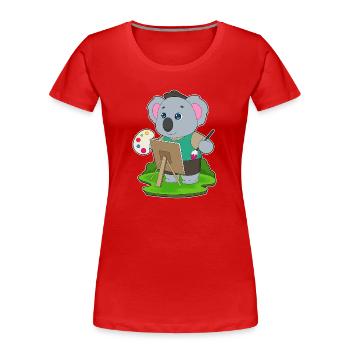 Koala Maler Pinsel Malen - Frauen Premium Bio T-Shirt - Rot - Vorne - Mia (176cm)