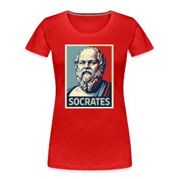 Socrates Pop Art Portrait - Women's Premium Organic T-Shirt - red - Front - Mia (176cm)