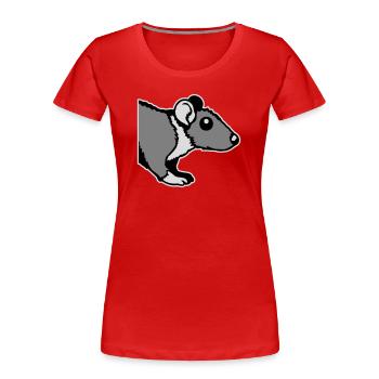 Ratte Vorderseite Halb Neugierig Lustig Nagetier - Frauen Premium Bio T-Shirt - Rot - Vorne - Mia (176cm)