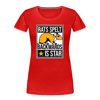 Rats Spelt Backwards Is Star Lustiger Ratte Spruch - Women's Premium Organic T-Shirt - red - Front - Mia (176cm)