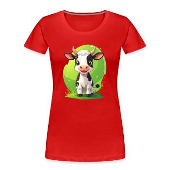 Niedliche Kuh - Frauen Premium Bio T-Shirt - Rot - Vorne - Mia (176cm)