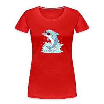 Dolphin Summer Pink Glasses - Women's Premium Organic T-Shirt - red - Front - Mia (176cm)