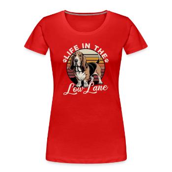 Funny Dog Breed Basset Hound - Frauen Premium Bio T-Shirt - Rot - Vorne - Mia (176cm)