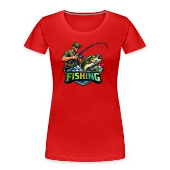 Pêcheurs Pêcheurs Chemise Pêche Pêche Hommes - T-shirt bio Premium Femme - rouge - Devant - Mia (176cm)