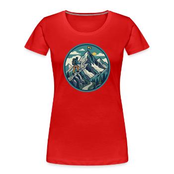 Motif du sommet de l’aventure alpiniste - T-shirt bio Premium Femme - rouge - Devant - Mia (176cm)