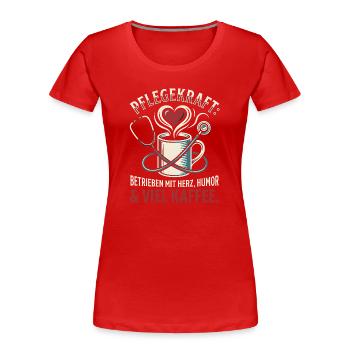 Pflegekraft Herz & Kaffee Retro Motiv - Frauen Premium Bio T-Shirt - Rot - Vorne - Mia (176cm)
